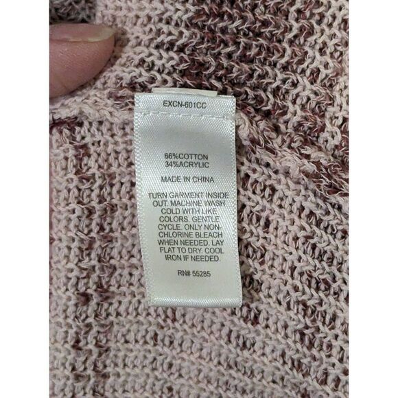 Express Women's Maroon and Cream V-Neck 3/4 Sleeve Sweater - Size M - Picture 5 of 6